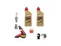 Aceite Honda Forza 125 y repuestos: bujías, filtros de aire y aceite, pasamontañas y guantes.