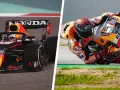 Un coche de F1 y una moto de MotoGP compiten en la pista. La velocidad y la adrenalina de F1 vs MotoGP.