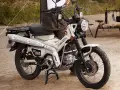 Honda CT 125 lista para la aventura. Su diseño robusto y el color blanco la hacen ideal para explorar caminos rurales o disfrutar de un día de campo.
