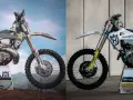 Dos motos Husqvarna, una lista para enduro y otra para motocross, muestran la diferencia entre ambas disciplinas.