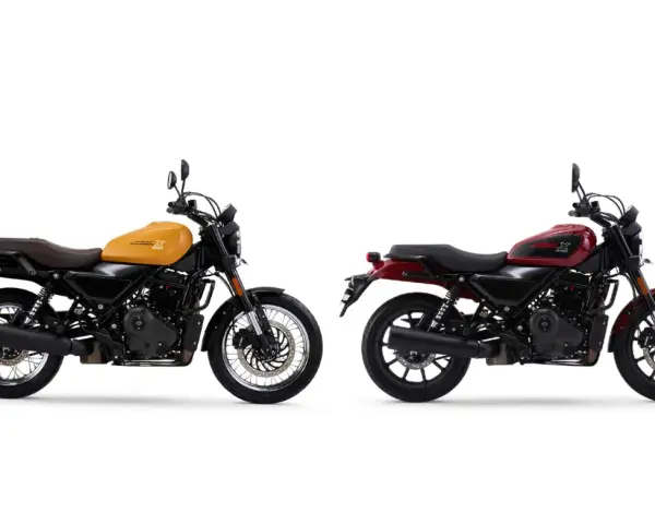 Dos motos Harley-Davidson x440, una amarilla y otra roja, posan sobre fondo blanco.