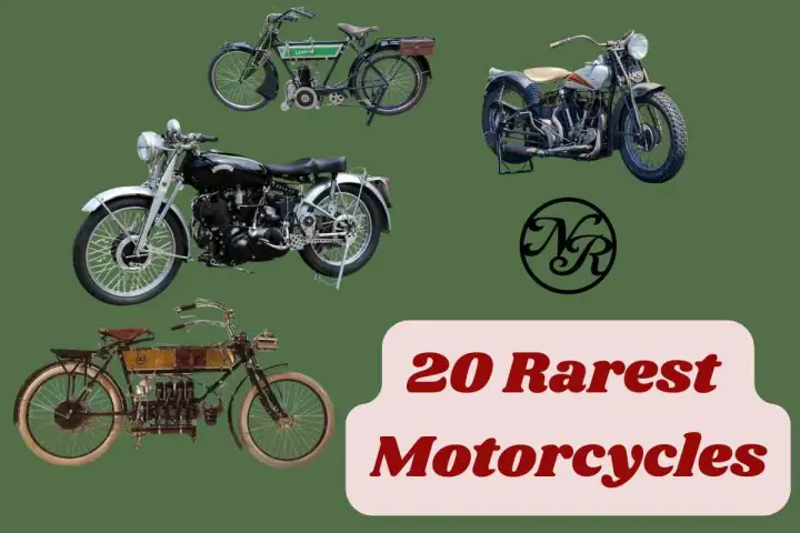 Colección de motos raras, algunas con motores expuestos y otras con diseños clásicos, listas para un viaje al pasado.